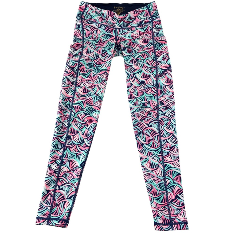 Lilly Pulitzer Luxletic Weekender Neptunes Net Leggings XS Pink Blue Active Gym